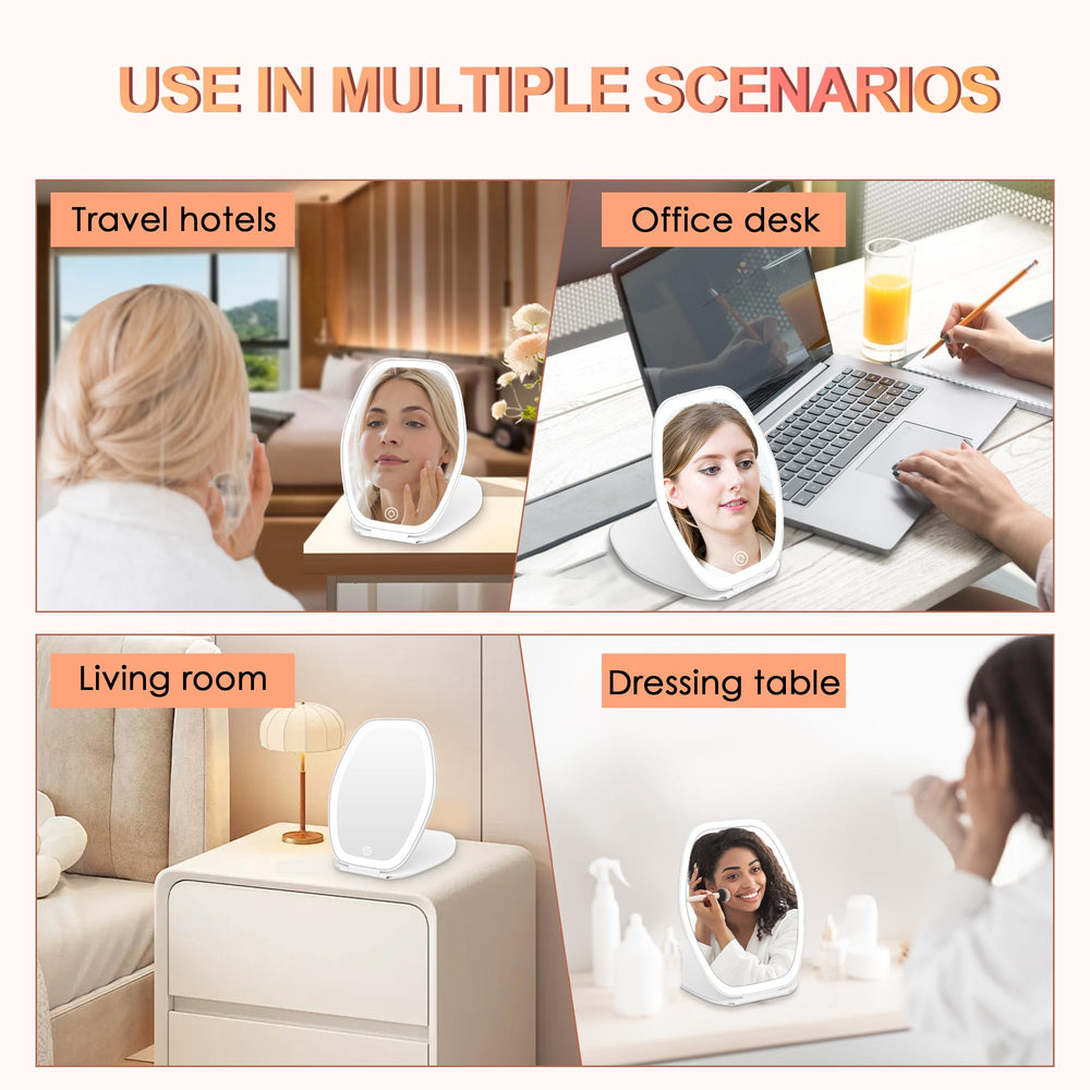 COSYGLOW compact makeup mirror perfectly folded for easy travel.