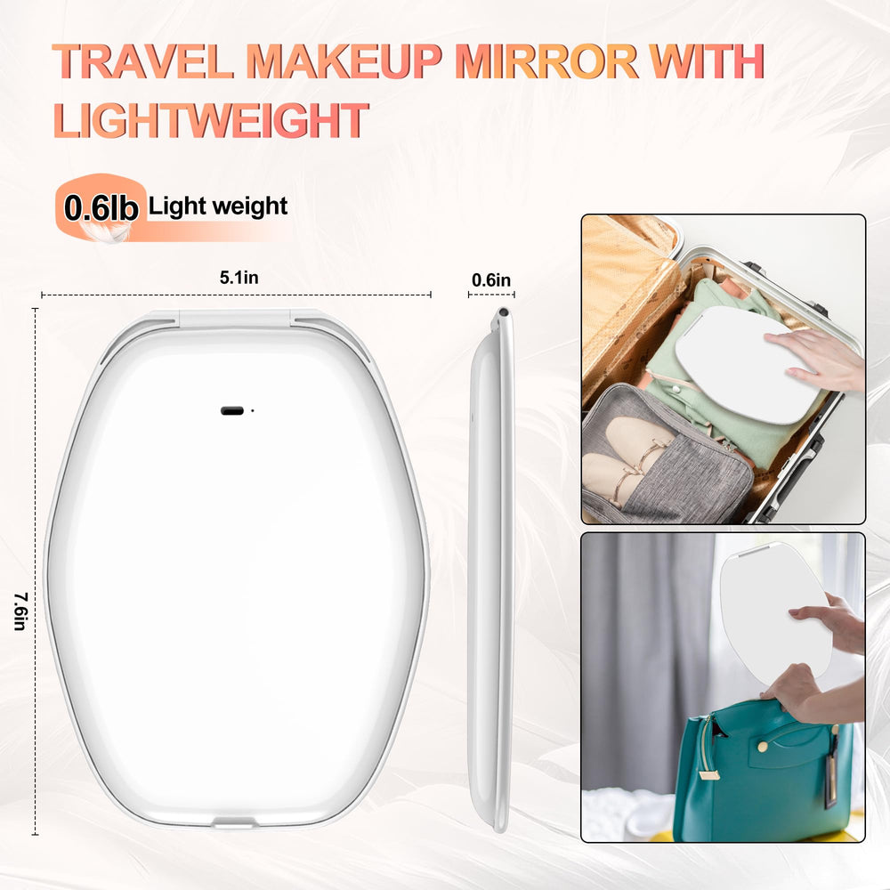 COSYGLOW makeup mirror demonstrating dimmable touch screen brightness adjustment.