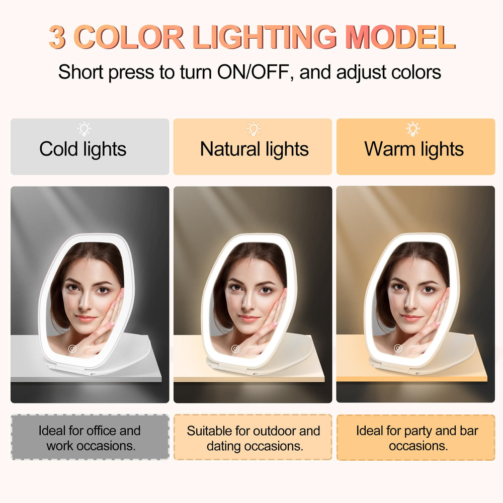 COSYGLOW travel makeup mirror being used for on-the-go makeup application.