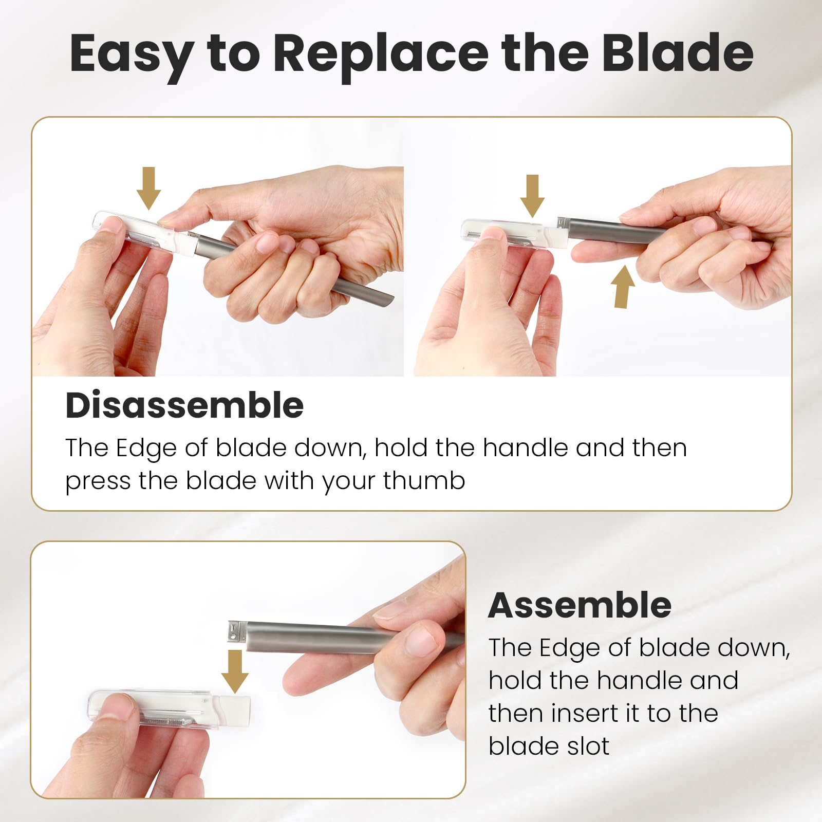 Cosylife dermaplaning tool in use demonstrates dry-skin precision technique.