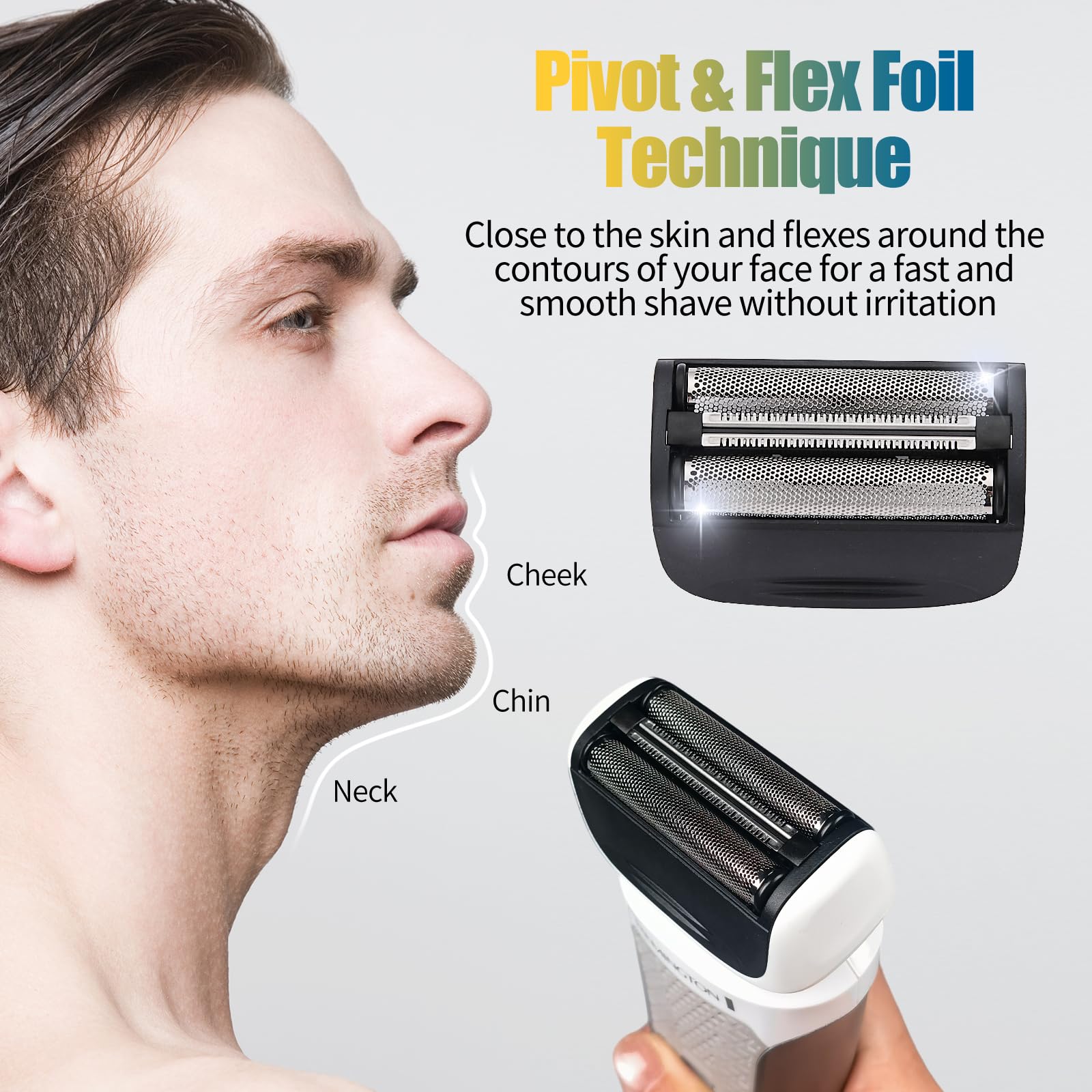 COSYONALL bump-prevent technology visible on foil for smooth shaves