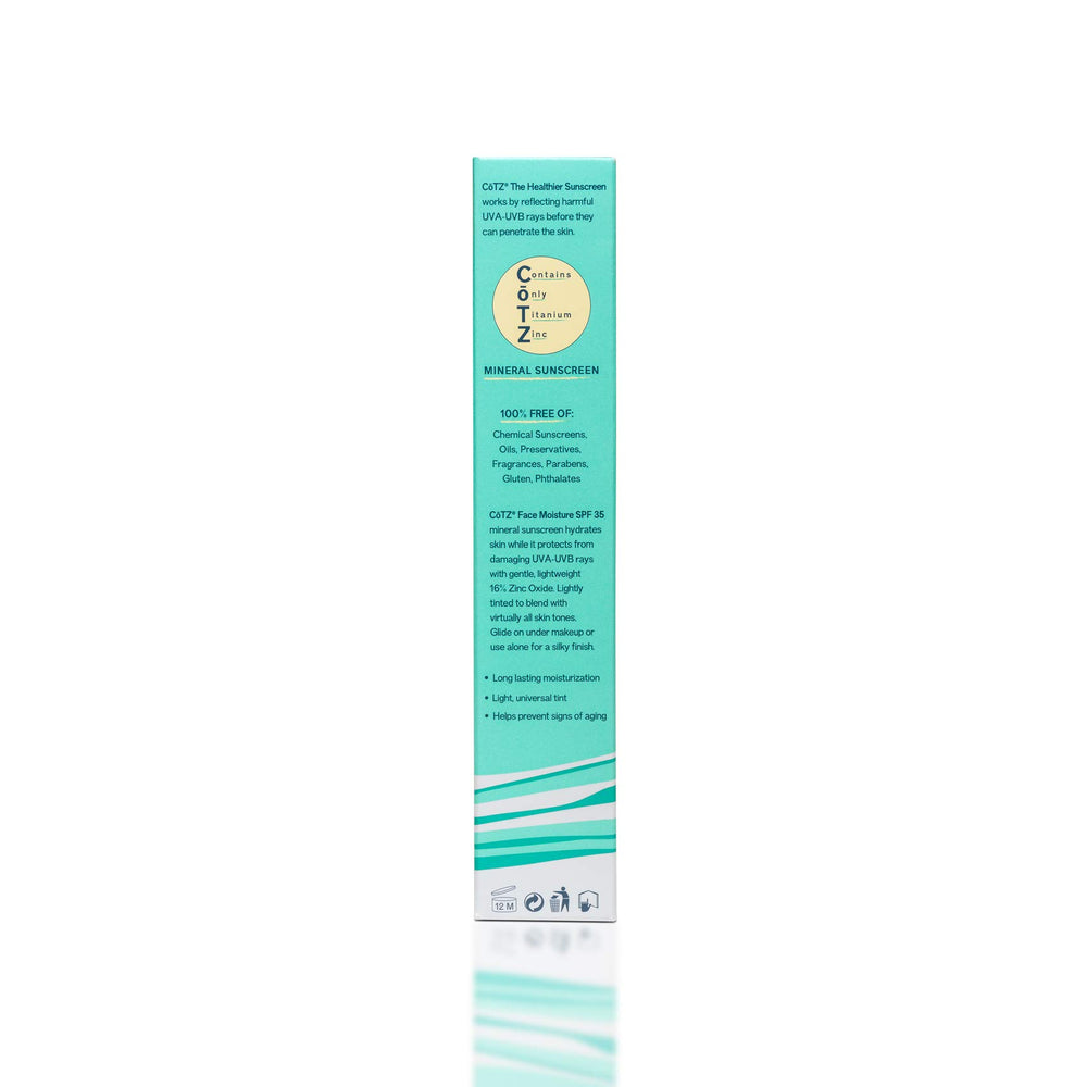 CoTZ fragrance-free sunscreen tube emphasizing clean, chemical-free formula