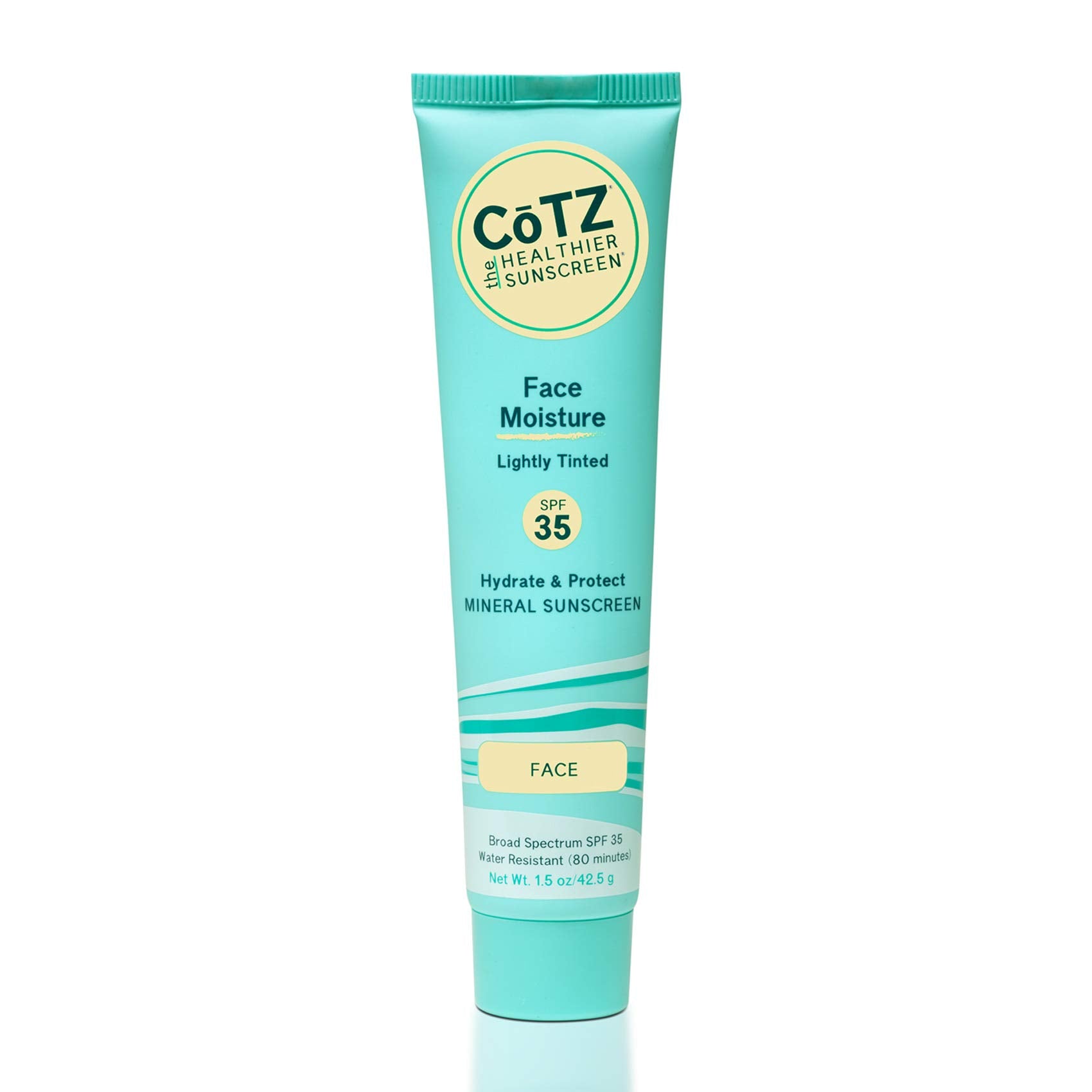 CoTZ Face Moisture tinted sunscreen tube providing lightweight SPF 35 protection