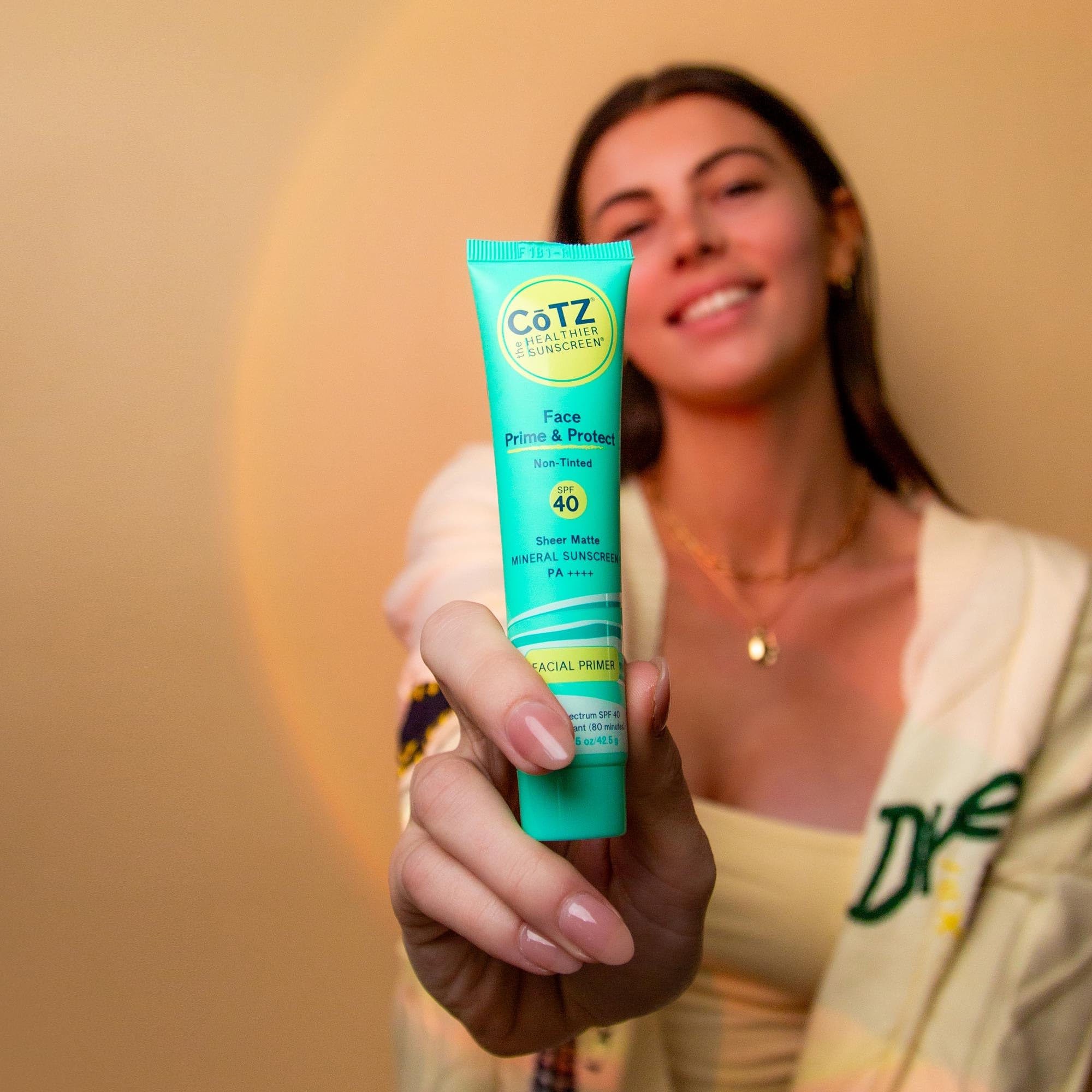 CoTZ Face Prime & Protect broad spectrum coverage highlights reliable sun protection.