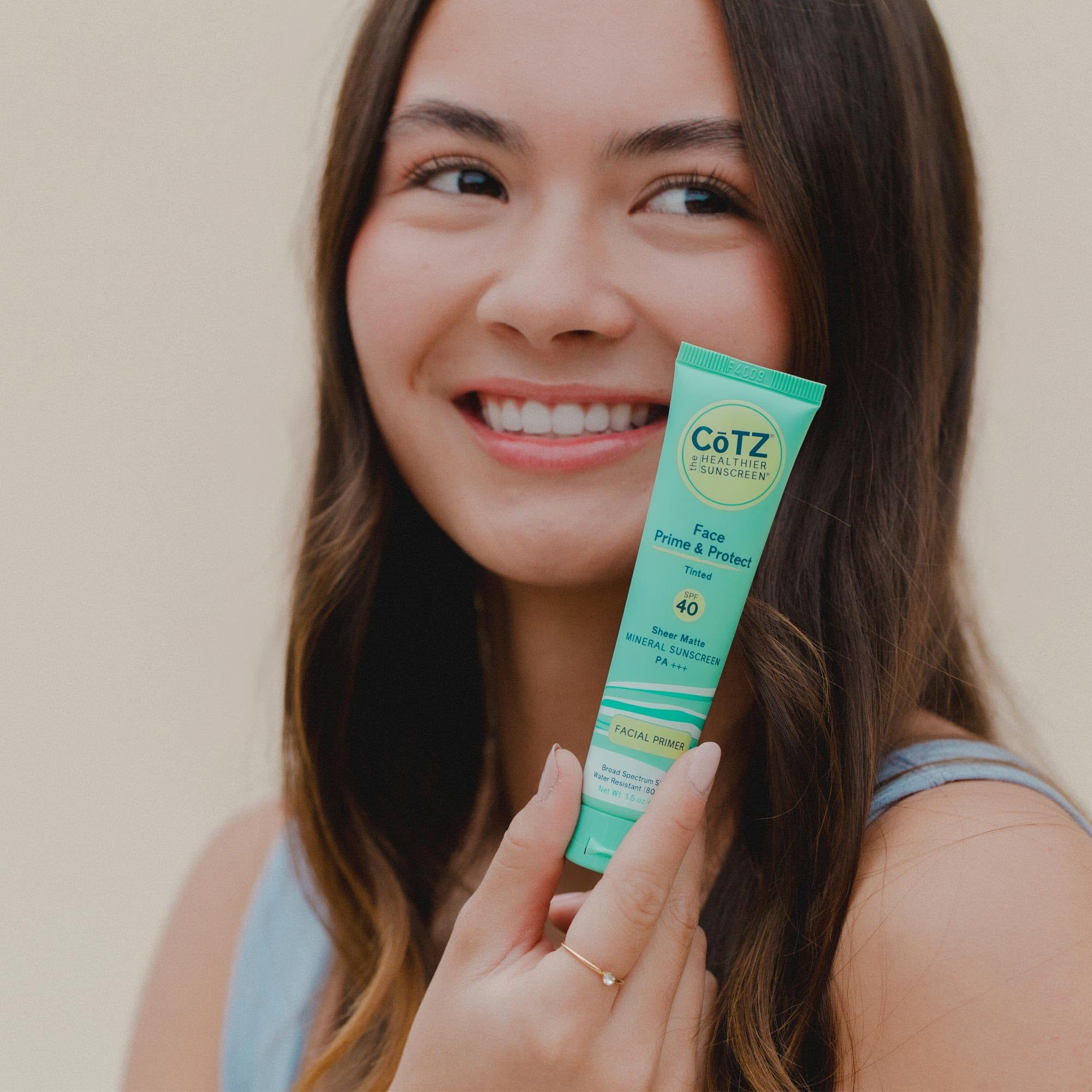 CoTZ tinted sunscreen texture shows silky soft translucent finish