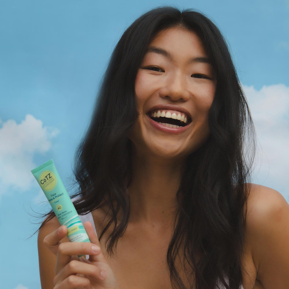 CoTZ product on skin emphasizing matte finish and light coverage