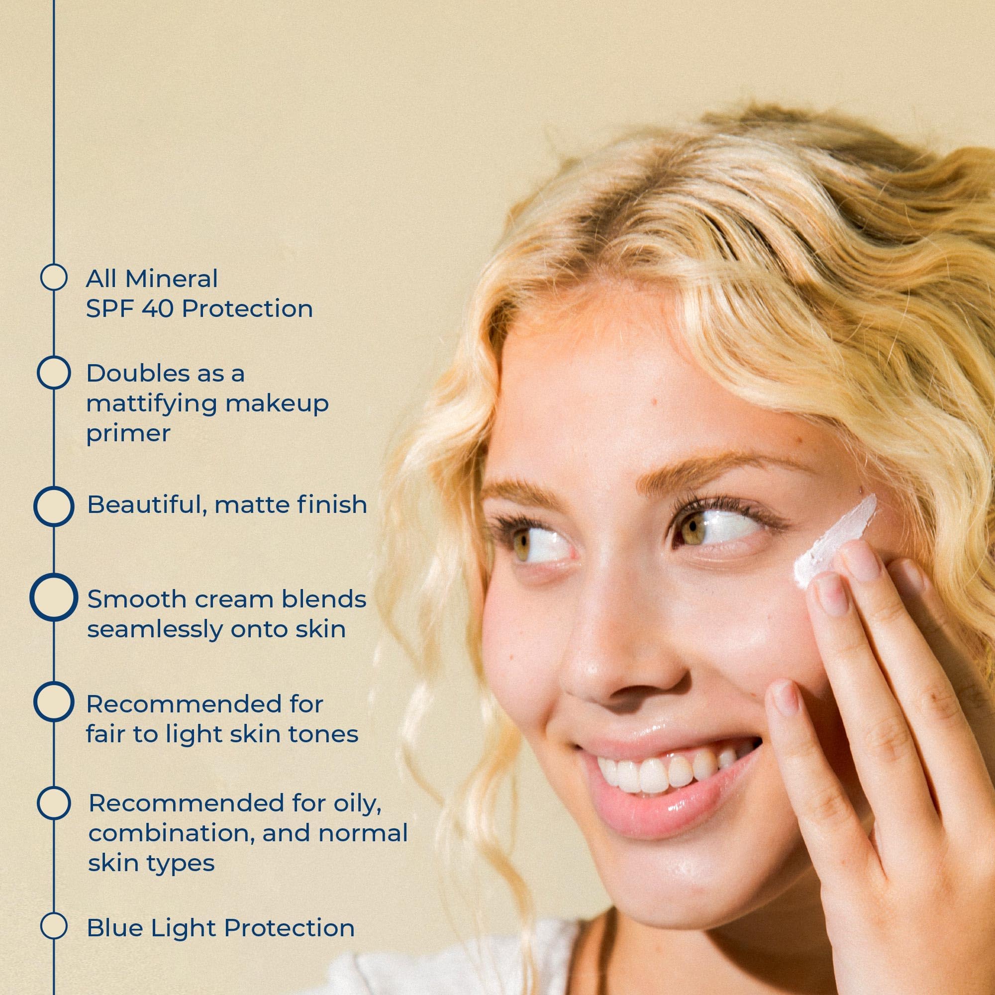 CoTZ Face Prime & Protect SPF 40 UVA/UVB protection is photostable for daily wear.
