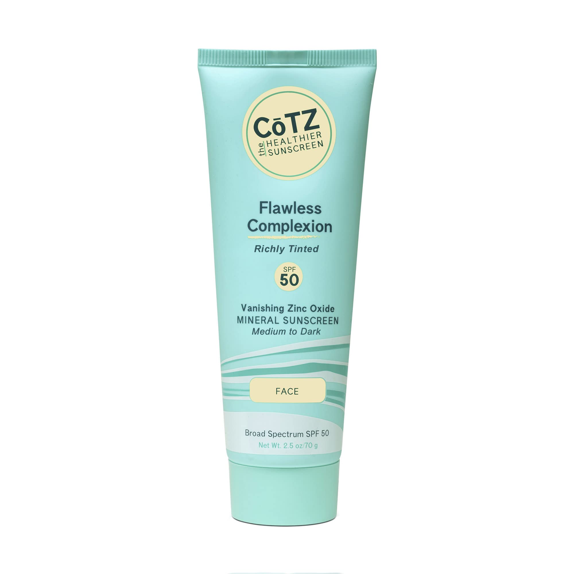 CoTZ Flawless Complexion tinted sunscreen swatch shows natural coverage