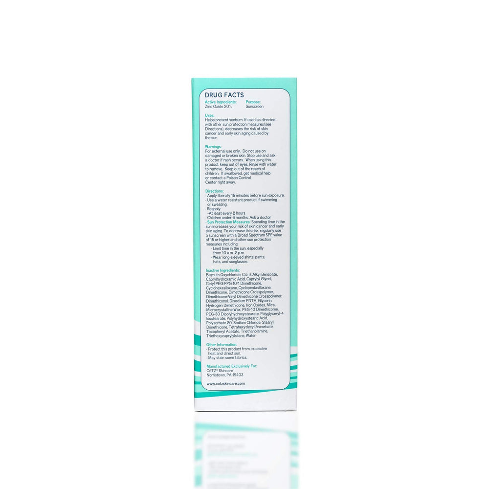 CoTZ sunscreen swatch on arm shows invisible protection without heaviness.