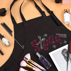 Coume adjustable neck-tie apron demonstrates customizable fit for comfort.