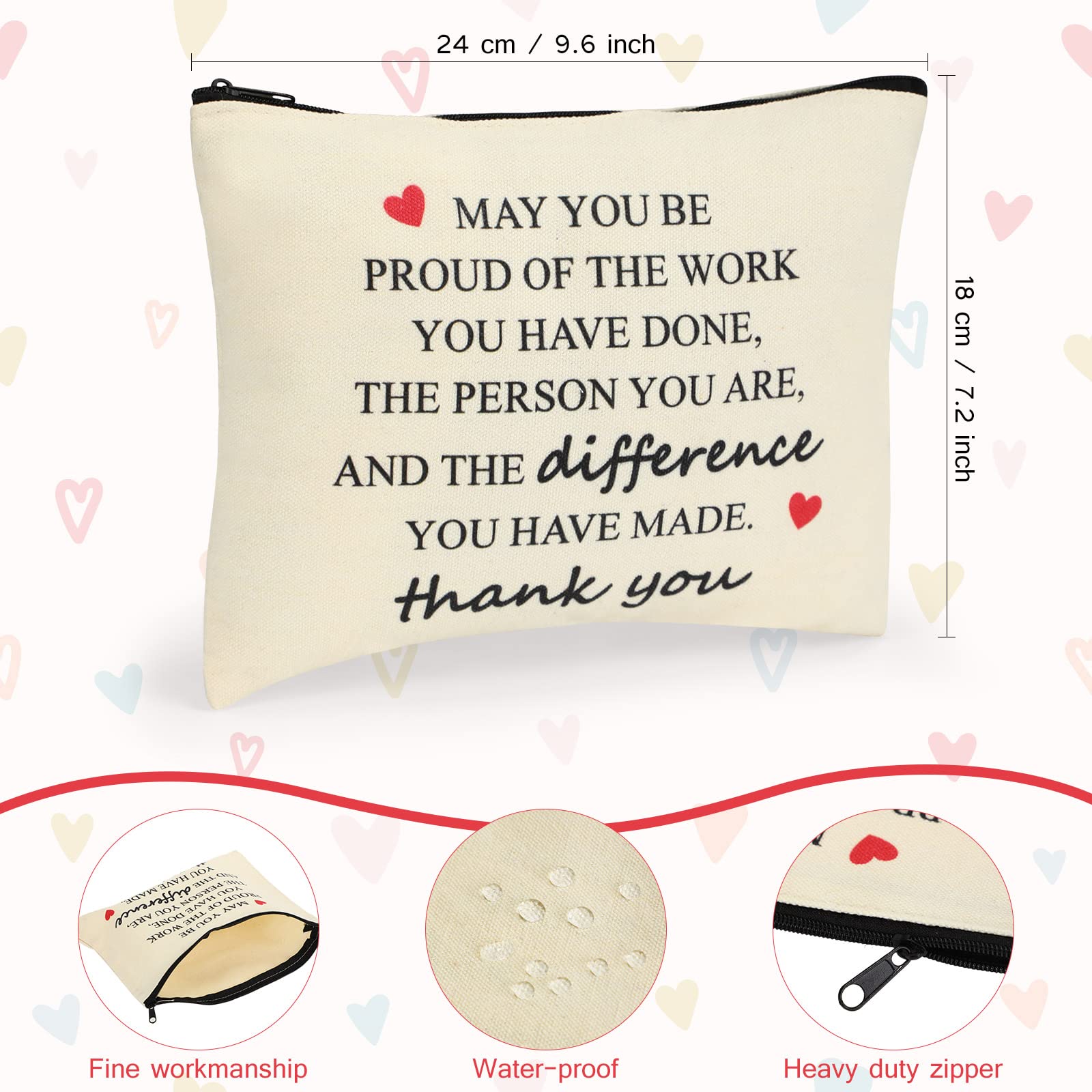 Coume bag with secure zipper closure for cosmetics.