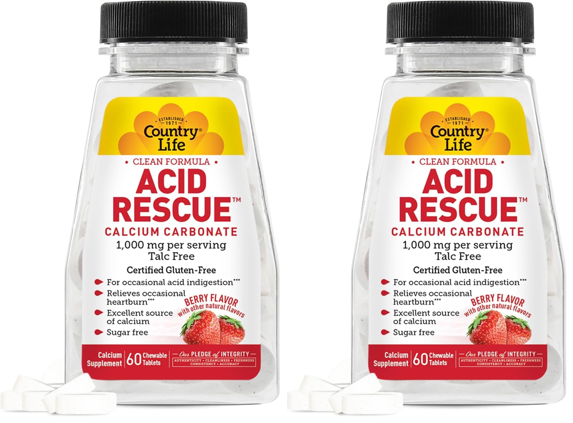 Country Life Acid Rescue bottle for convenient on-the-go heartburn relief.