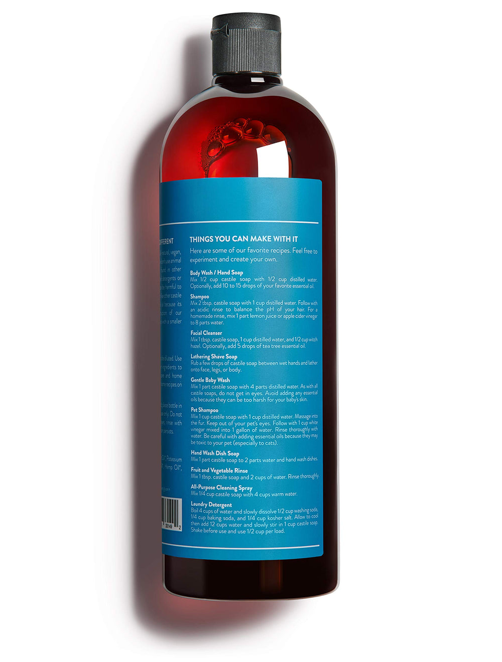 Cove Castile Soap Unscented label conveys pure, fragrance-free formula for all ages.