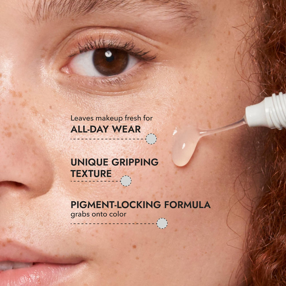 Cover FX Gripping Primer color-locking close-up demonstrates long-wear pigment lock