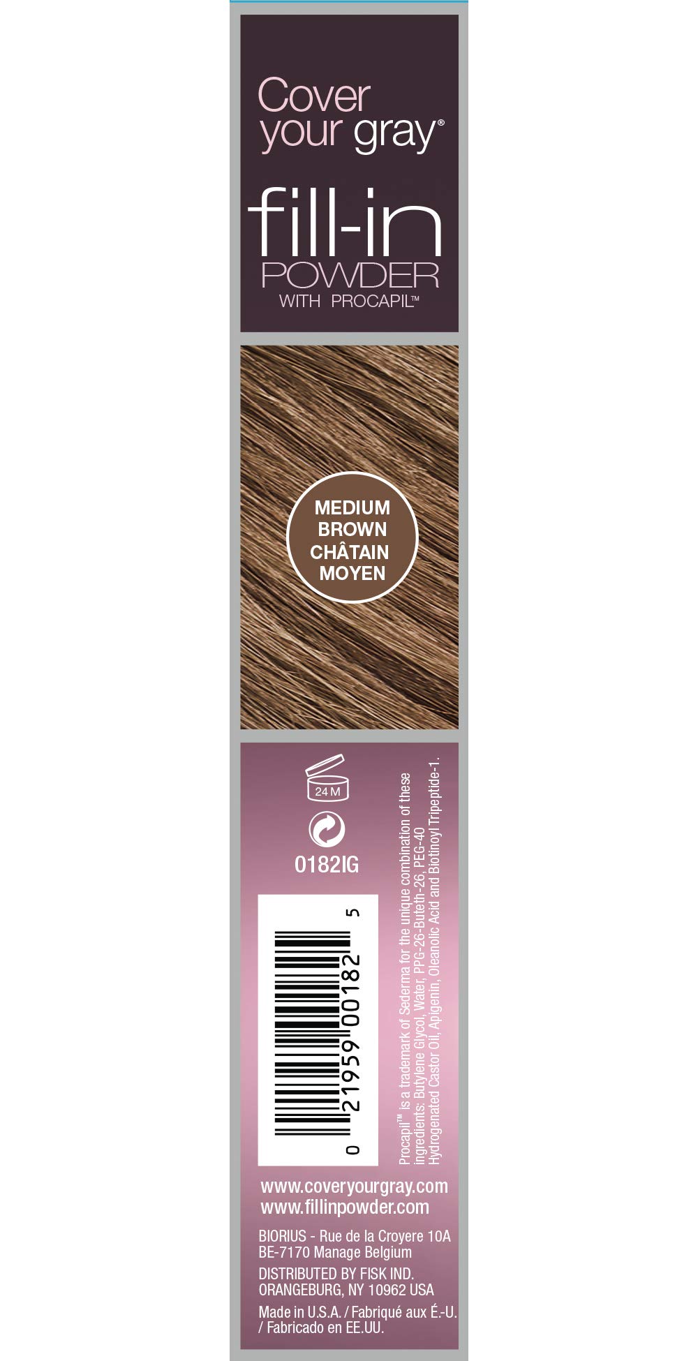 Cover Your Gray Fill In Powder Medium Brown swatches show natural shade match for thinning hair.