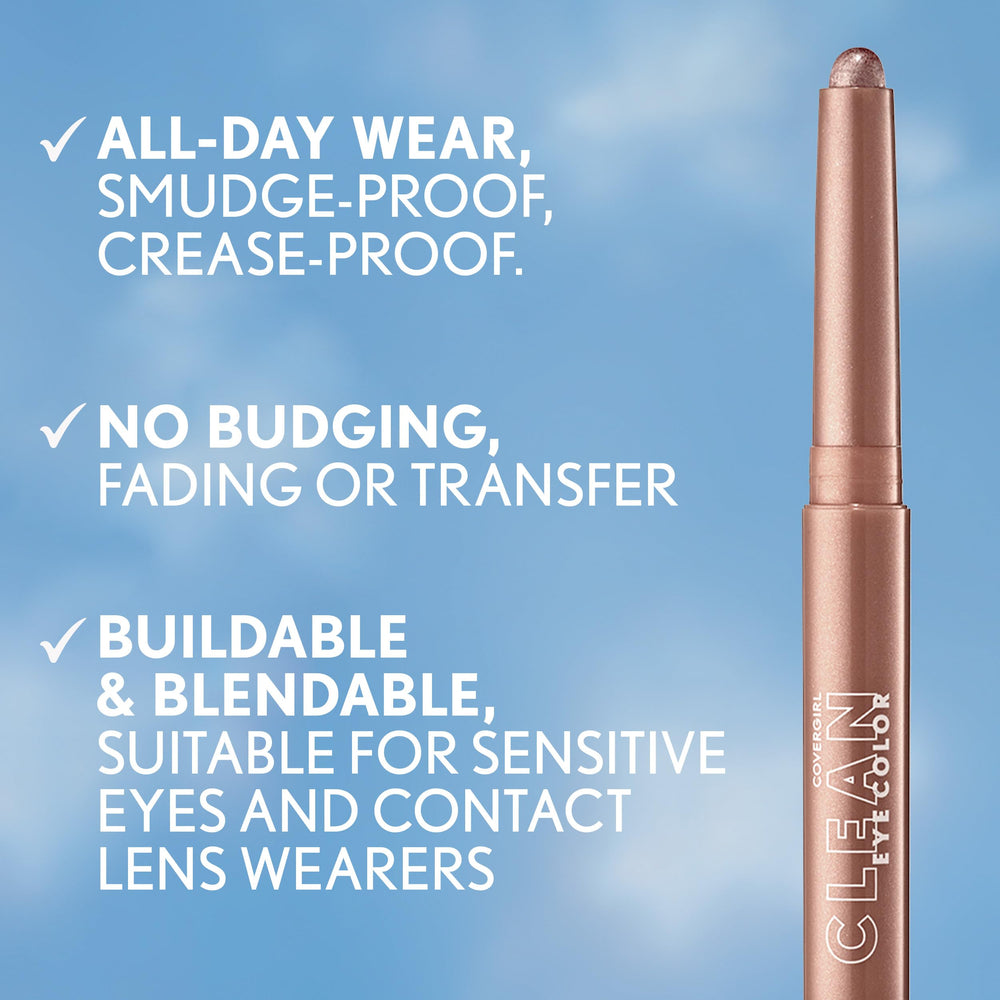 CoverGirl Clean Eye Color Rose Copper crease-free formula promotes lasting wear without smudging.