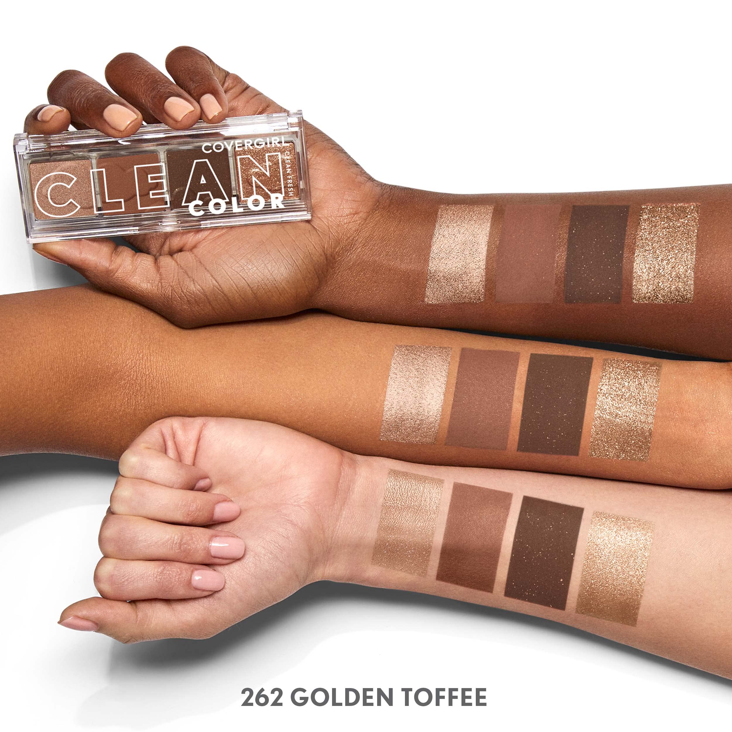 CoverGirl Clean Fresh Color Clean Eyeshadow Golden Toffee shimmer swatch reveals luminous metallic finish