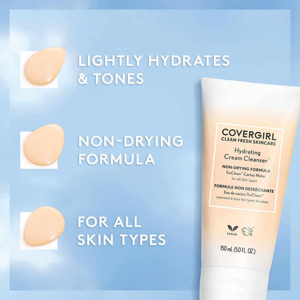 COVERGIRL Clean Fresh Hydrating Cream Cleanser foam on hand; easy makeup removal