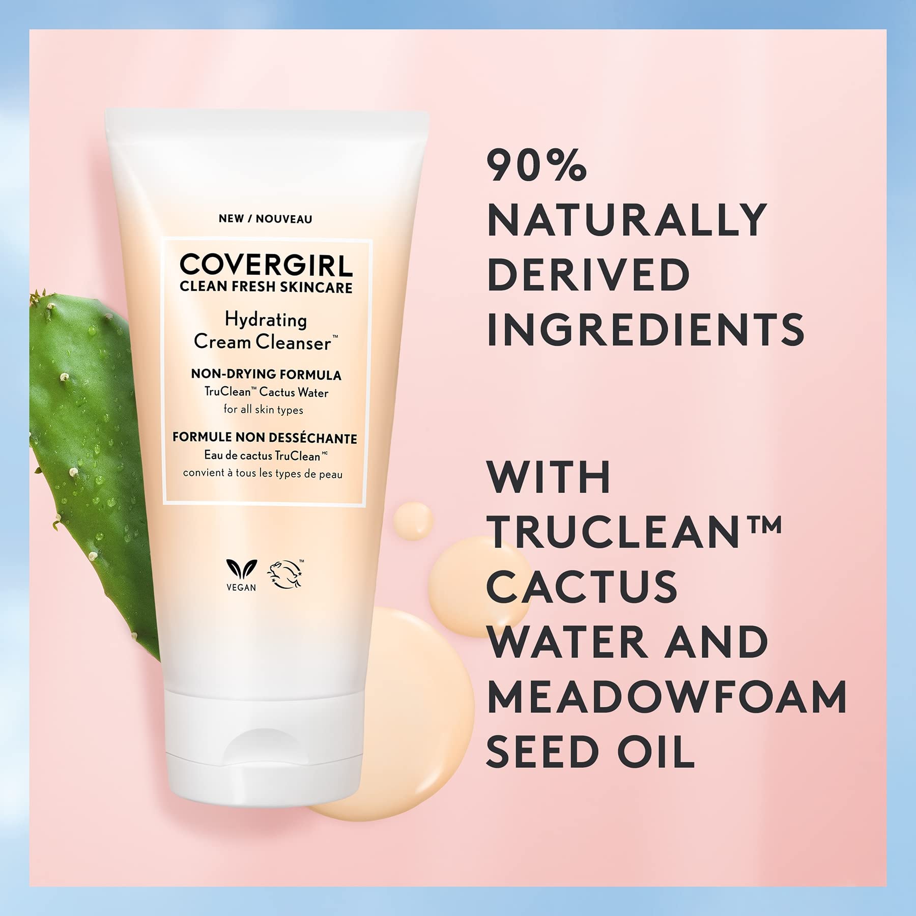 COVERGIRL Clean Fresh Hydrating Cream Cleanser meadowfoam oil; nourishes while cleansing