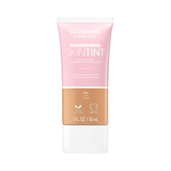 COVERGIRL Clean Fresh Nourishing Skin Tint 580 Tan bottle front with dewy glow.