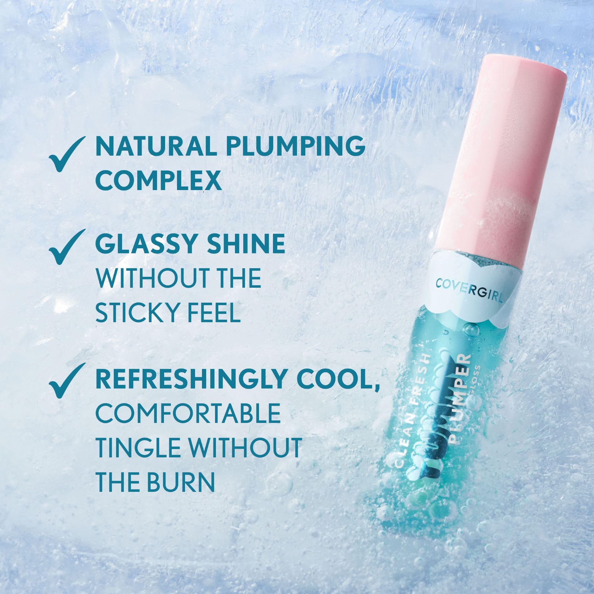 CoverGirl Clean Fresh Yummy Plumper Gloss mint burst enhances refreshing feel.