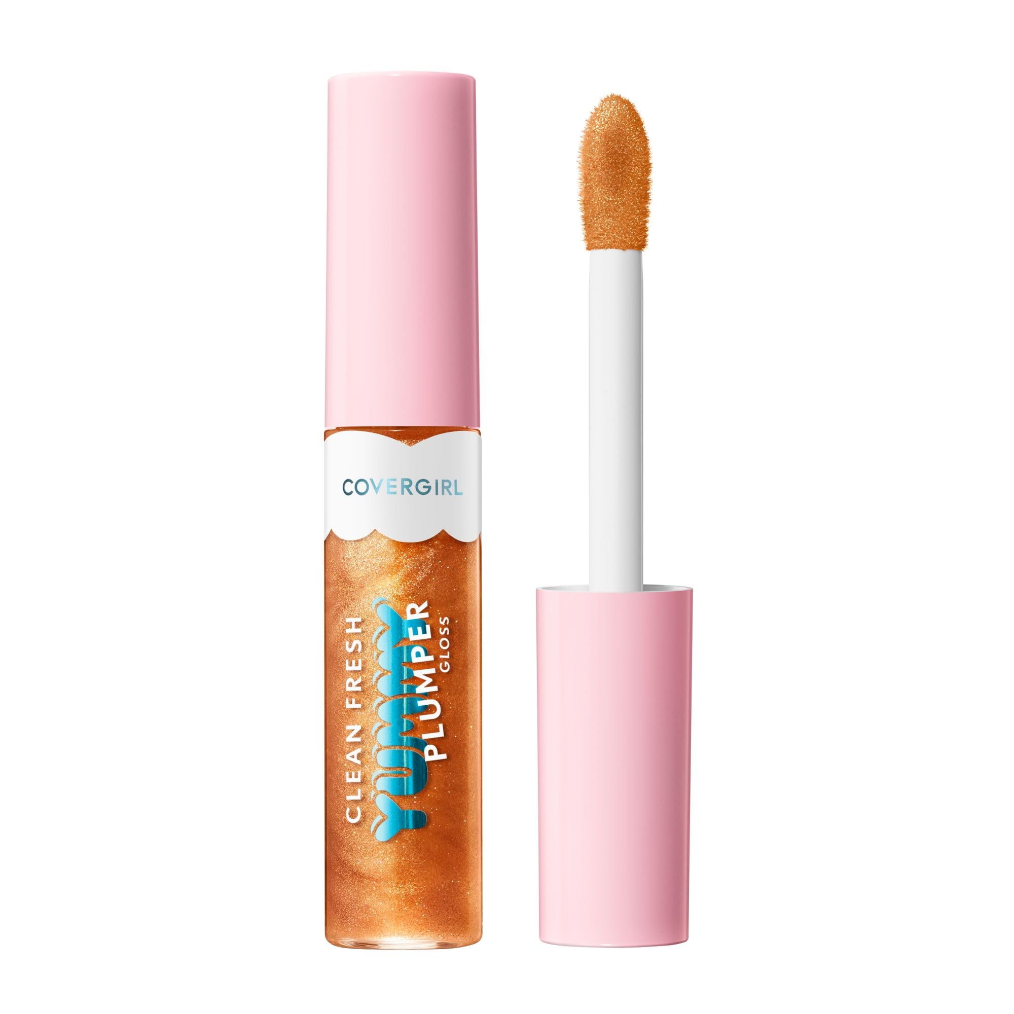 COVERGIRL Clean Fresh Yummy Plumper labios tono dorado por fuera, brillo claro y volumen suave