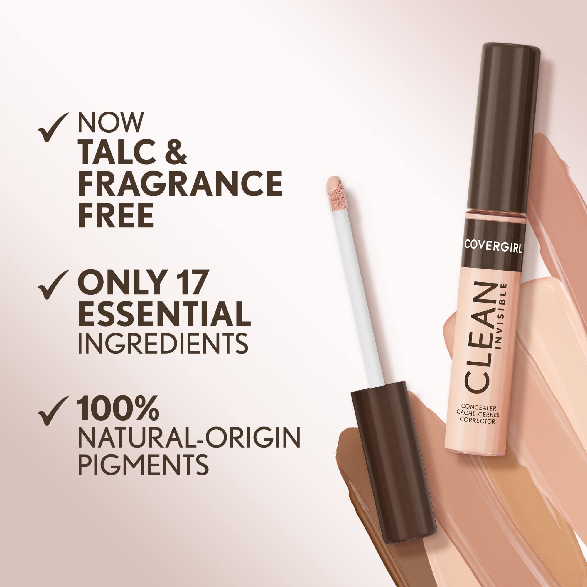 CoverGirl Clean Invisible Concealer under-eye area shows crease-free, natural-looking finish.