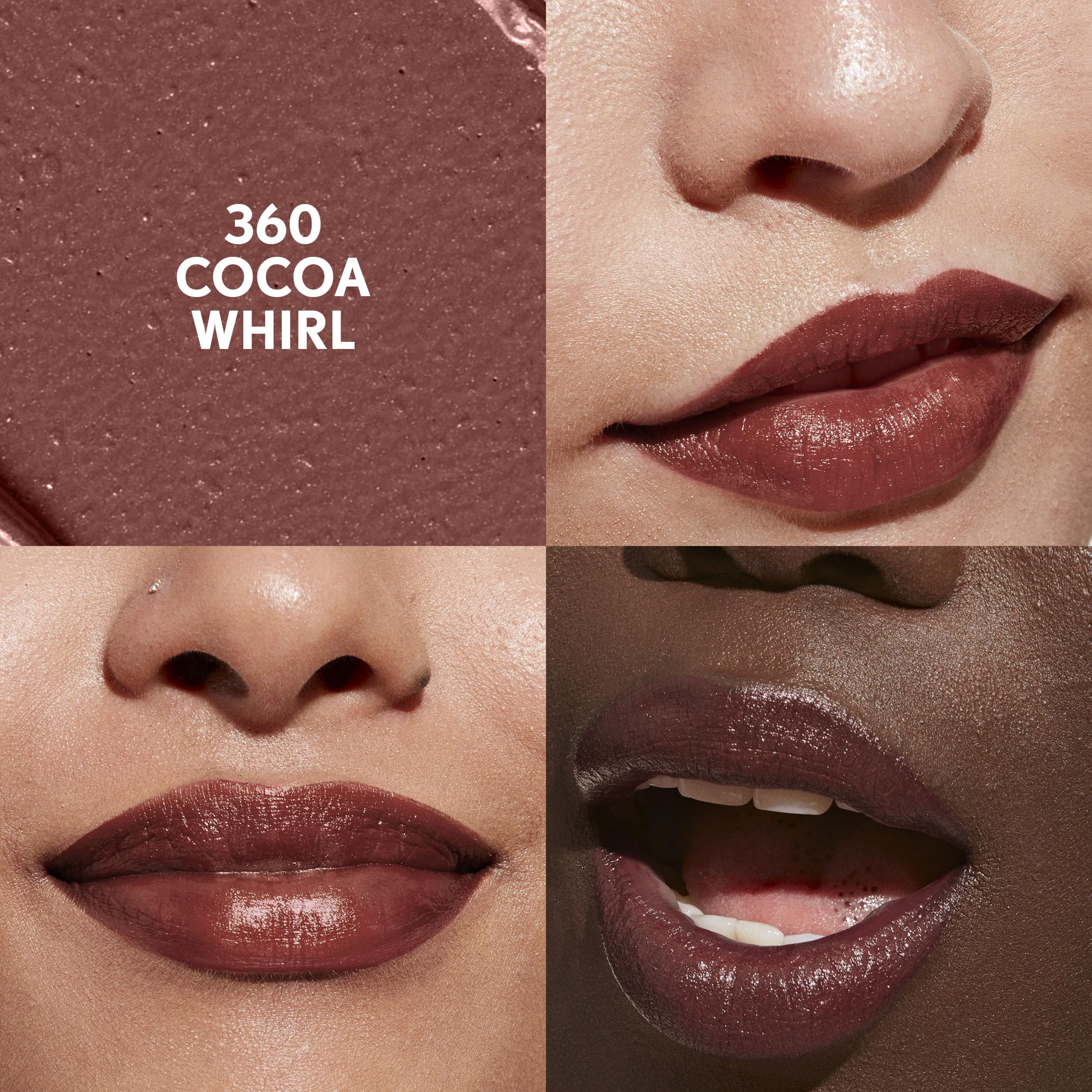 CoverGirl Clean Lip Color Cocoa Whirl swatch on skin reveals rich, lasting color.