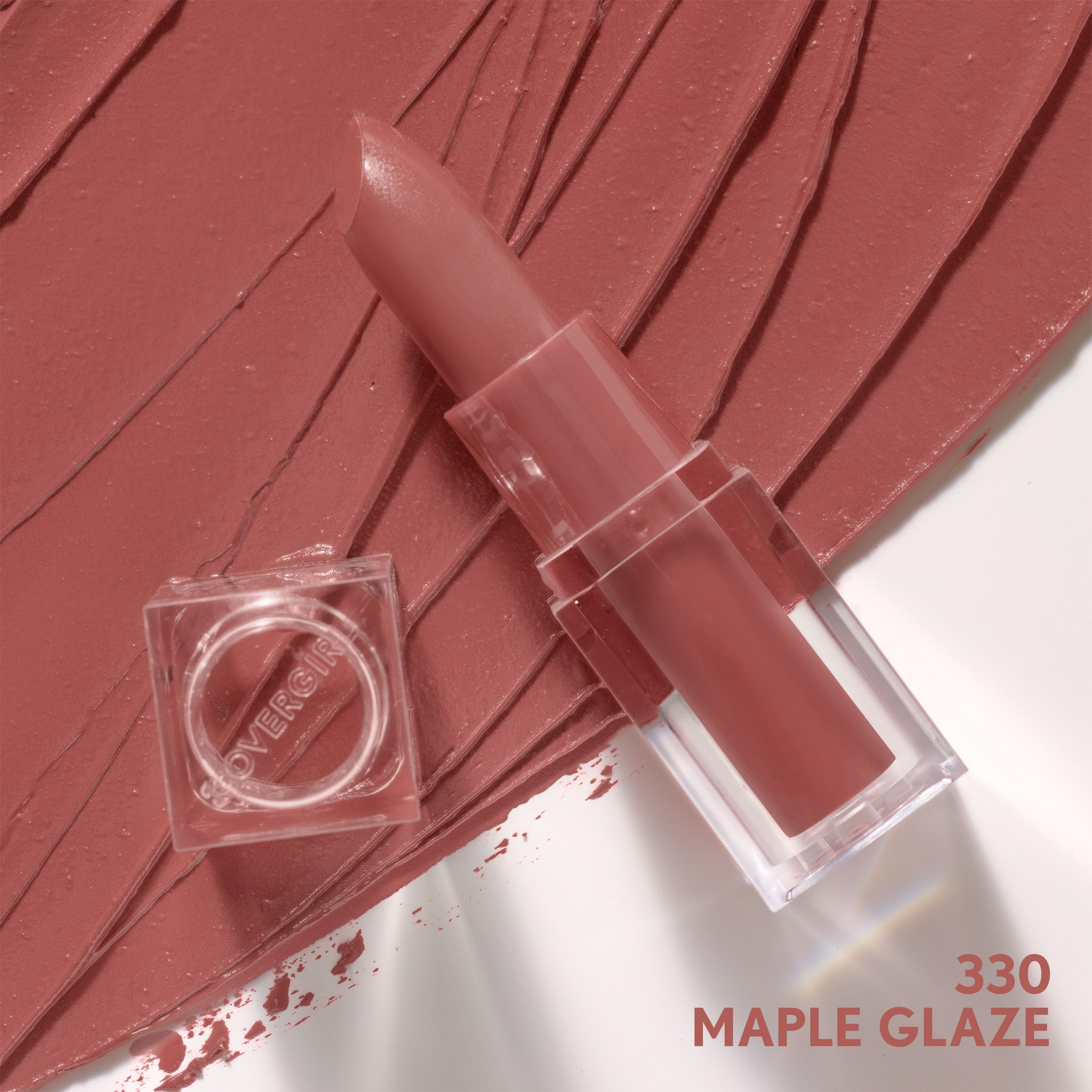CoverGirl Clean Lip Color Maple Glaze application shot demonstrates smooth glide and even coverage
