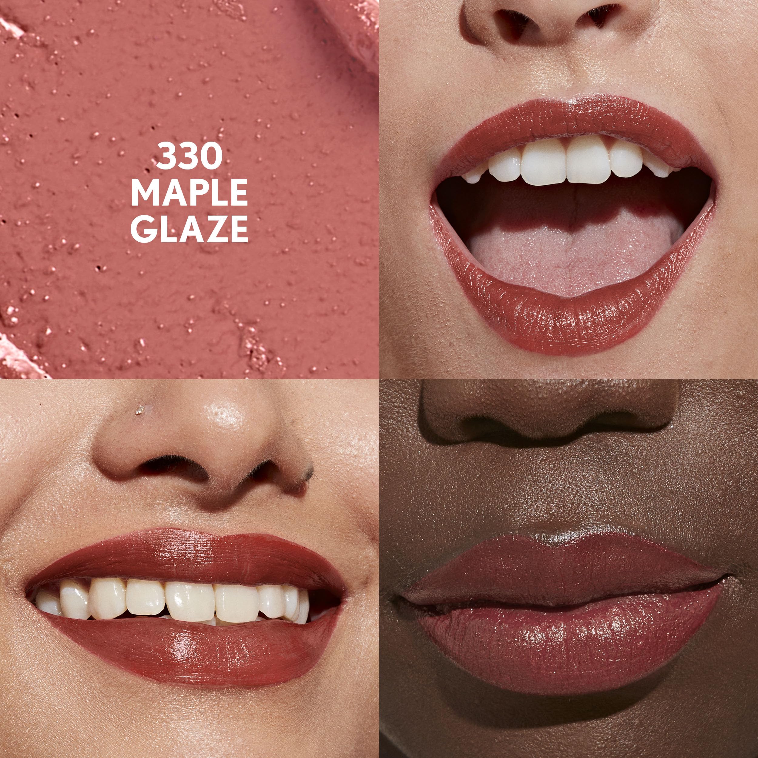 CoverGirl Clean Lip Color Maple Glaze closeup highlights creamy texture and non-drying formula
