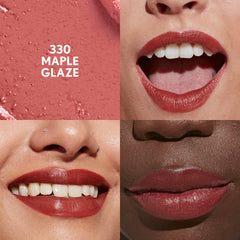 CoverGirl Clean Lip Color Maple Glaze closeup highlights creamy texture and non-drying formula