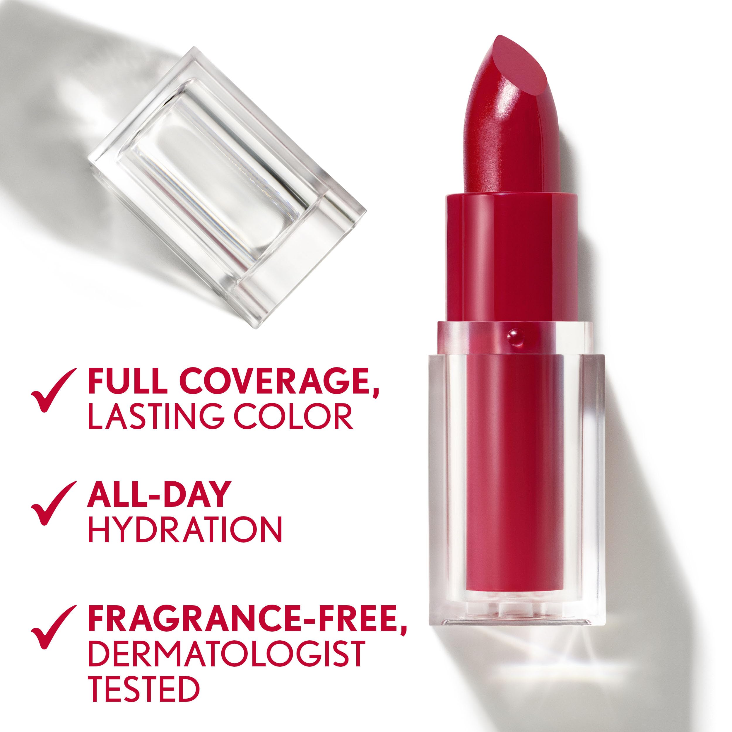 CoverGirl Clean Lip Color Maple Glaze ingredients panel featuring squalane avocado aloe for hydration
