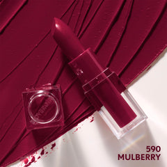 CoverGirl Clean Lip Color Mulberry packaging close-up highlighting vegan Carmine-free formula.