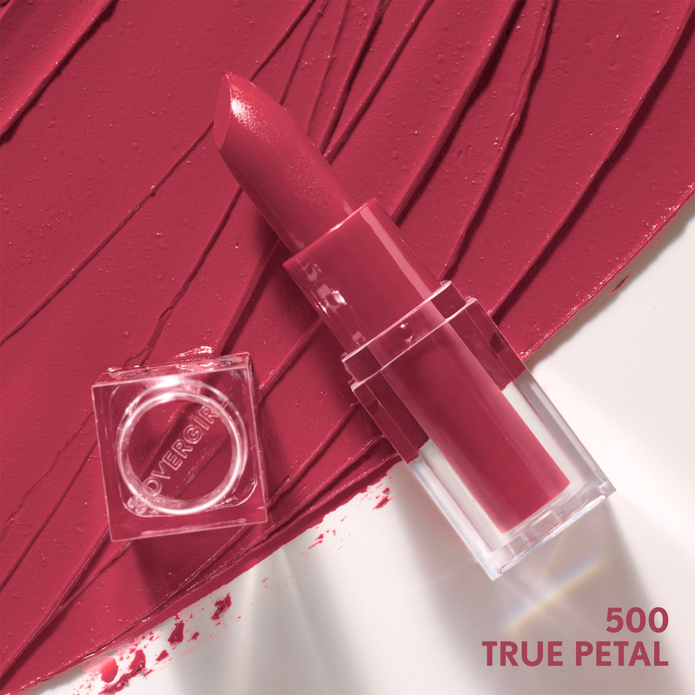 CoverGirl Clean Lip Color True Petal swatches demonstrate shade versatility for pinks and nudes.