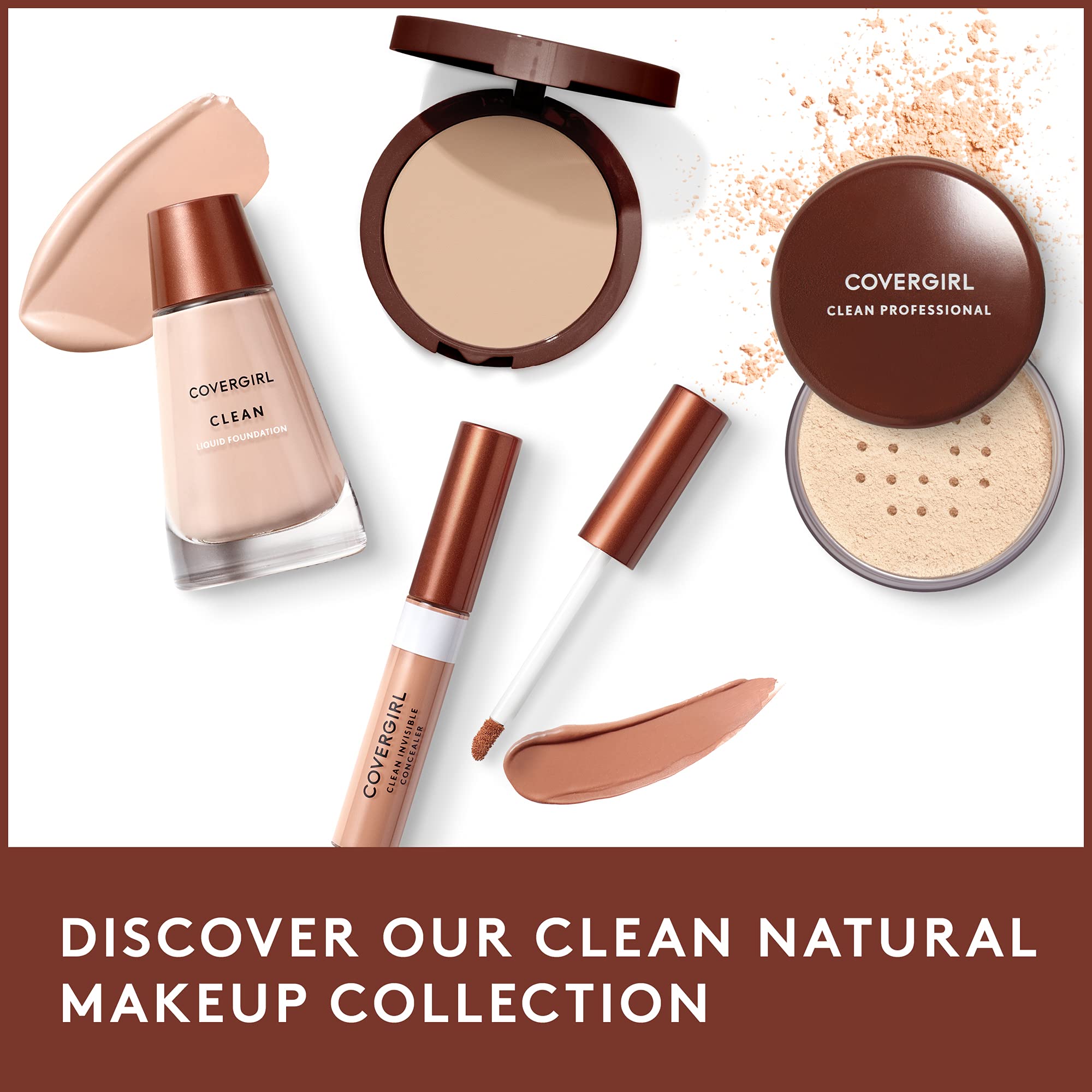 CoverGirl Clean Makeup Foundation long-wear test graphic hints at lasting look without heaviness