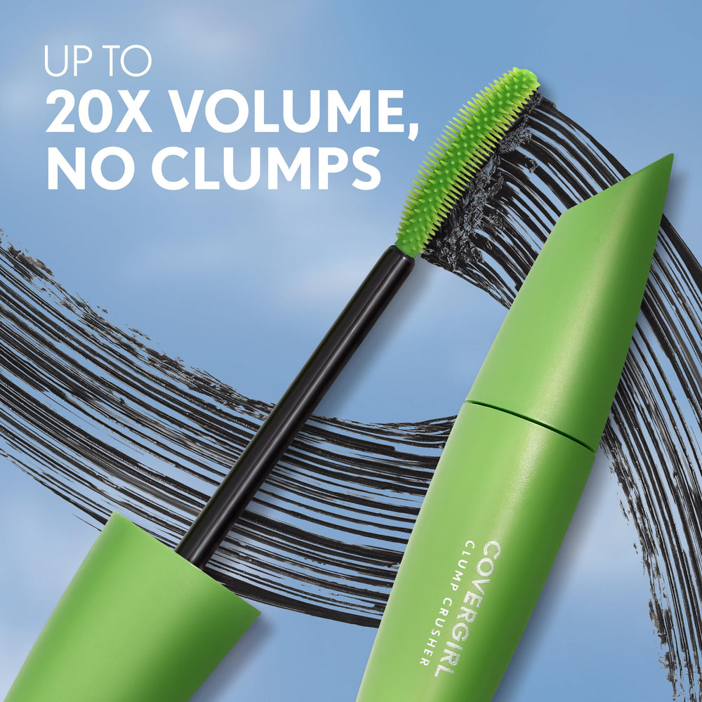 Covergirl Clump Crusher no-clumps graphic emphasizes anti-clump formula.