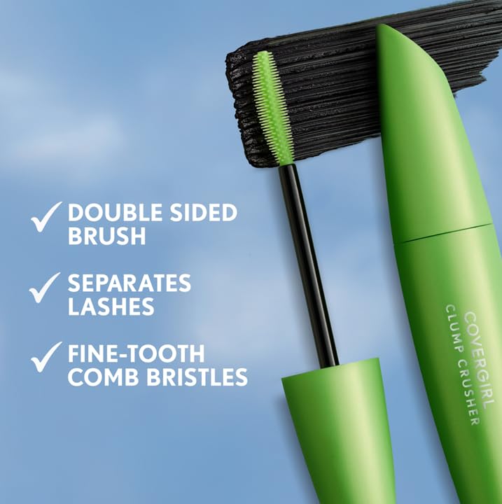 Covergirl Clump Crusher tube-cap closeup highlights premium packaging for easy storage.