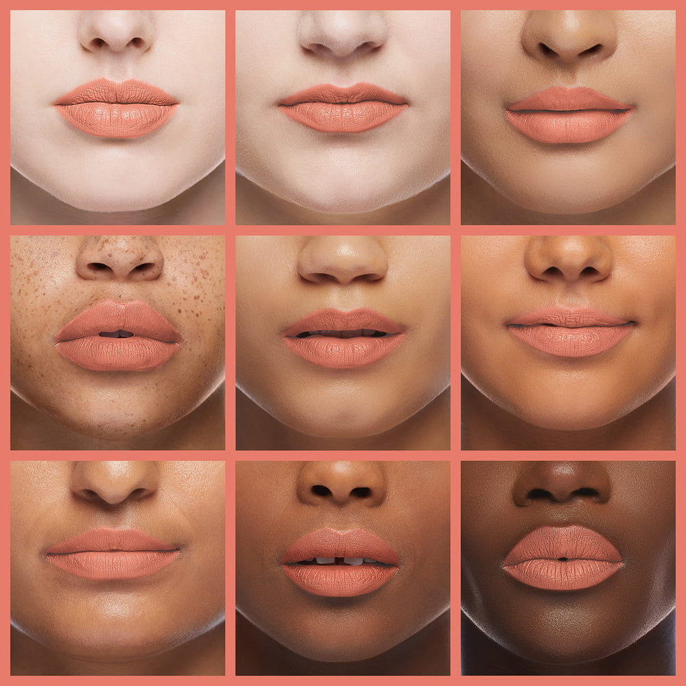 COVERGIRL Exhibitionist Cream Lipstick Peach High application demo highlights creamy glide-on texture.