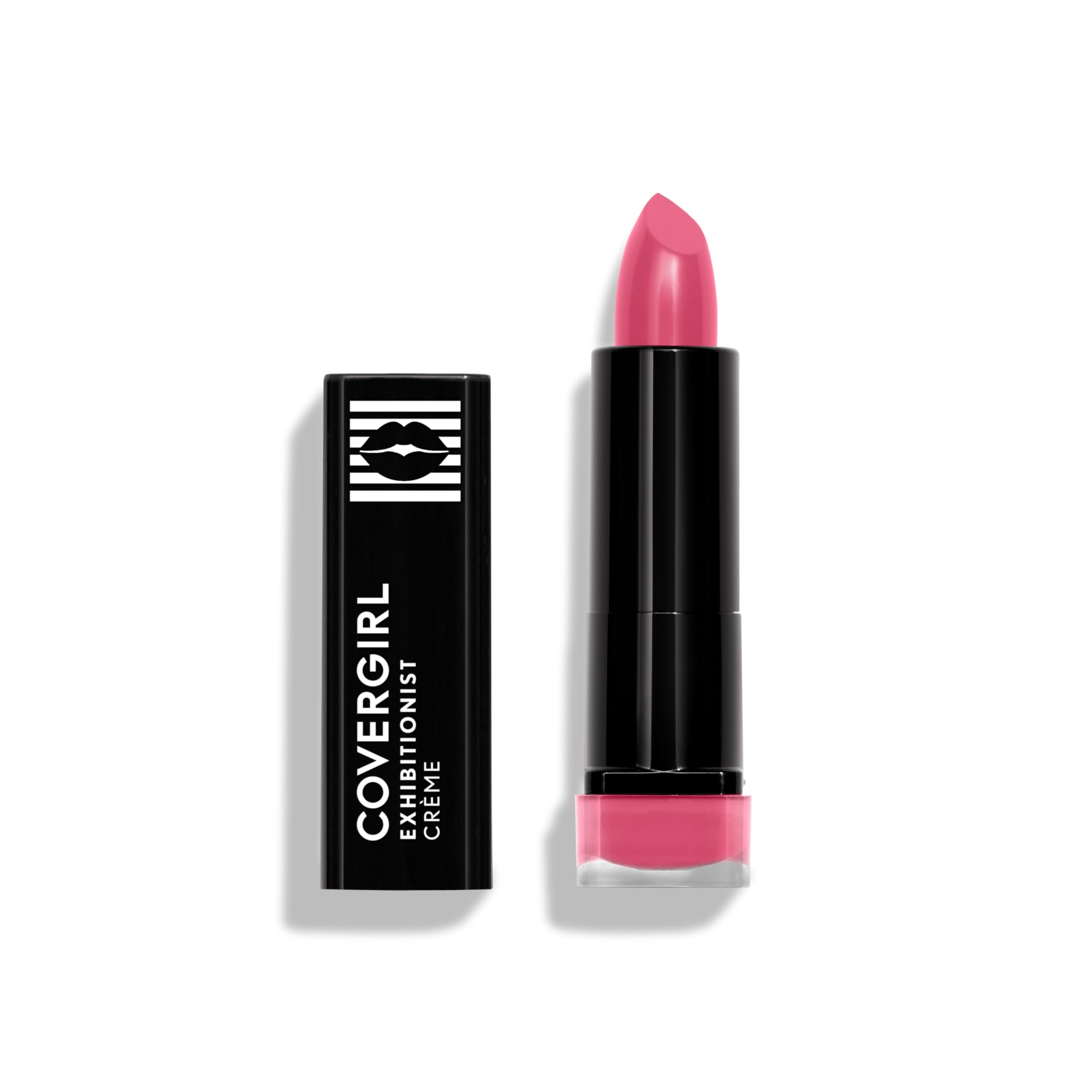 COVERGIRL Exhibitionist Cream Lipstick Rose Paradise en boca, color intenso y duradero.