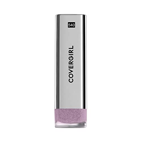 CoverGirl Exhibitionist Lipstick Metallic Ready Or Not 525 metallic finish close-up highlights reflectivity.