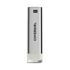 CoverGirl Exhibitionist Lipstick Metallic Ready Or Not 525 wand application shows rich color payoff.