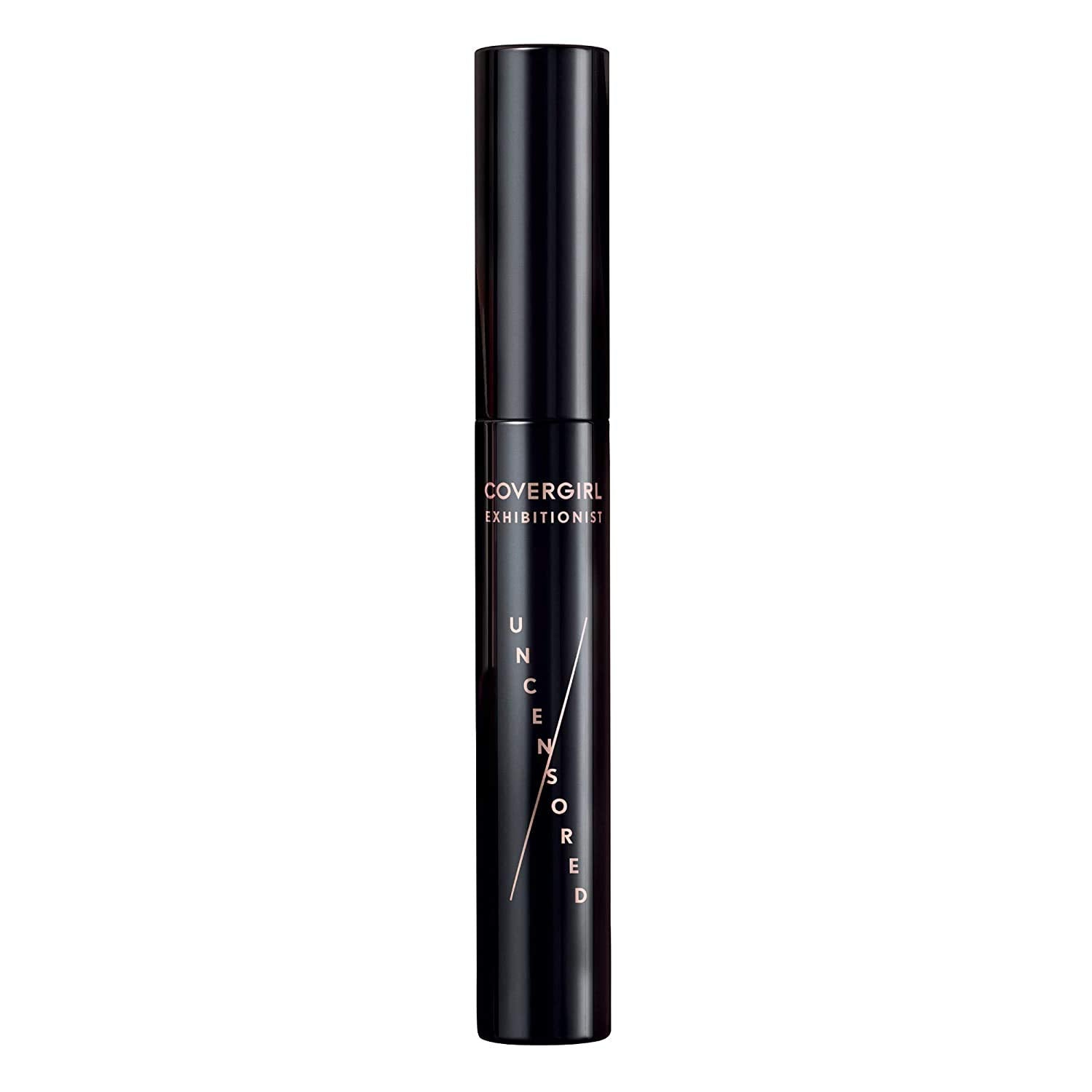 CoverGirl Exhibitionist mascara wand close-up highlighting sleek applicator for precise coat.