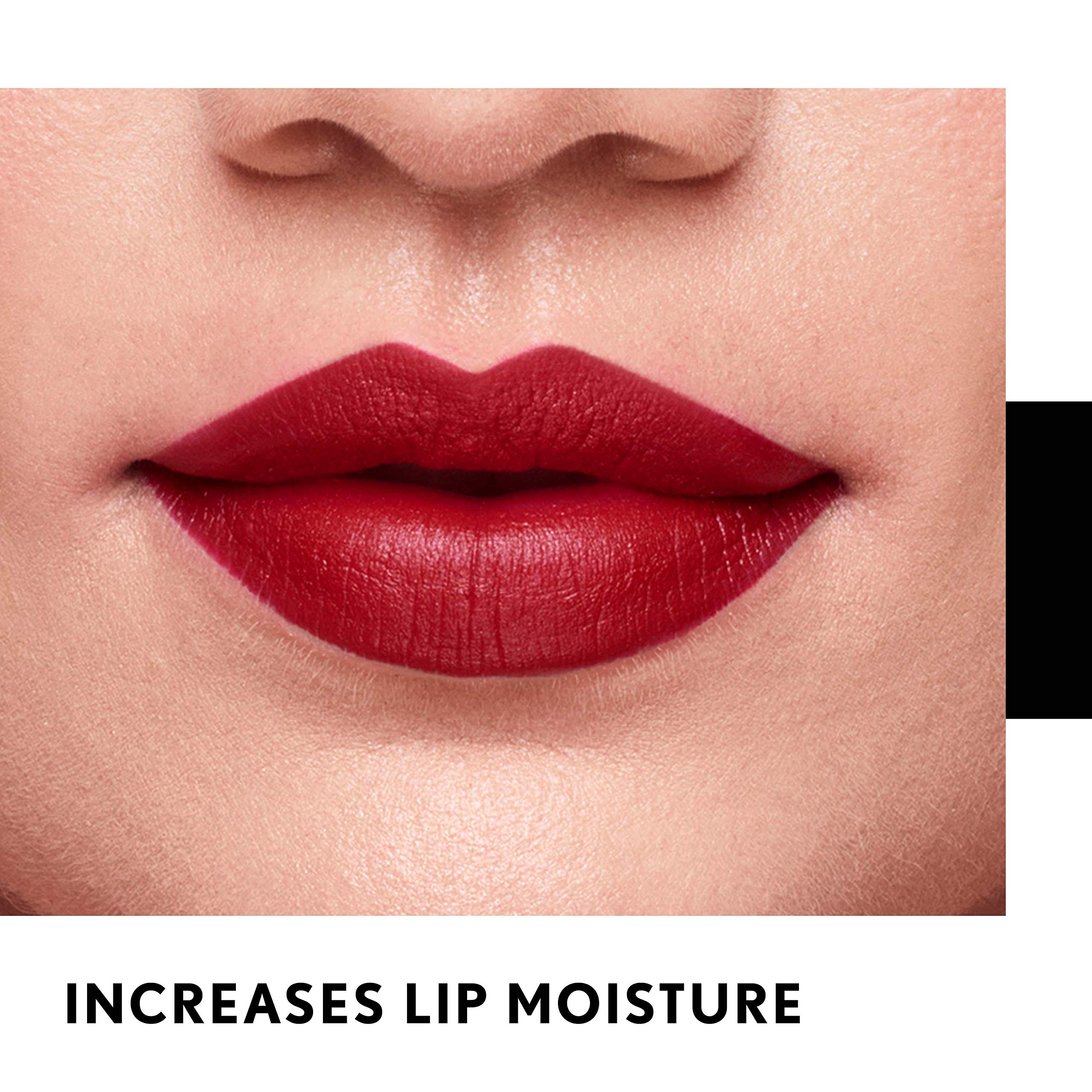 COVERGIRL Exhibitionist Ultra Matte Lipstick Stay with Me on lips demonstrates transfer resistance.