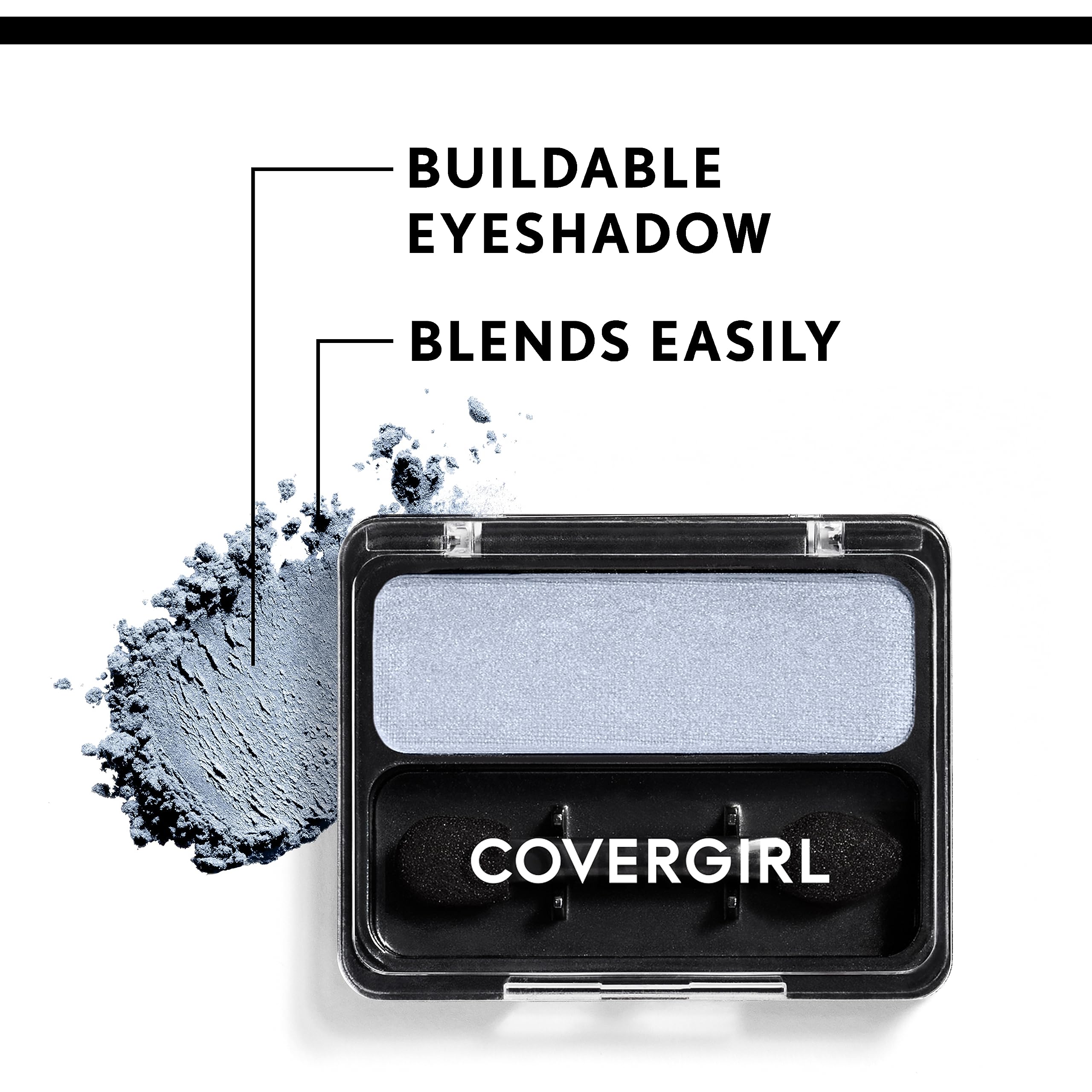 CoverGirl Eye Enhancers compact closeup highlighting easy-to-see product layout.