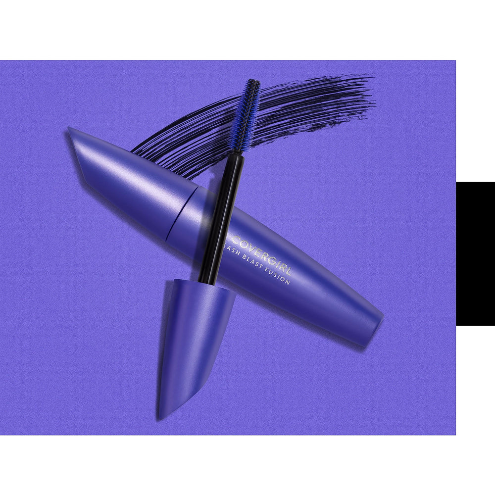 CoverGirl Lash Blast Fusion brown lashes after application for longer, fuller lashes.