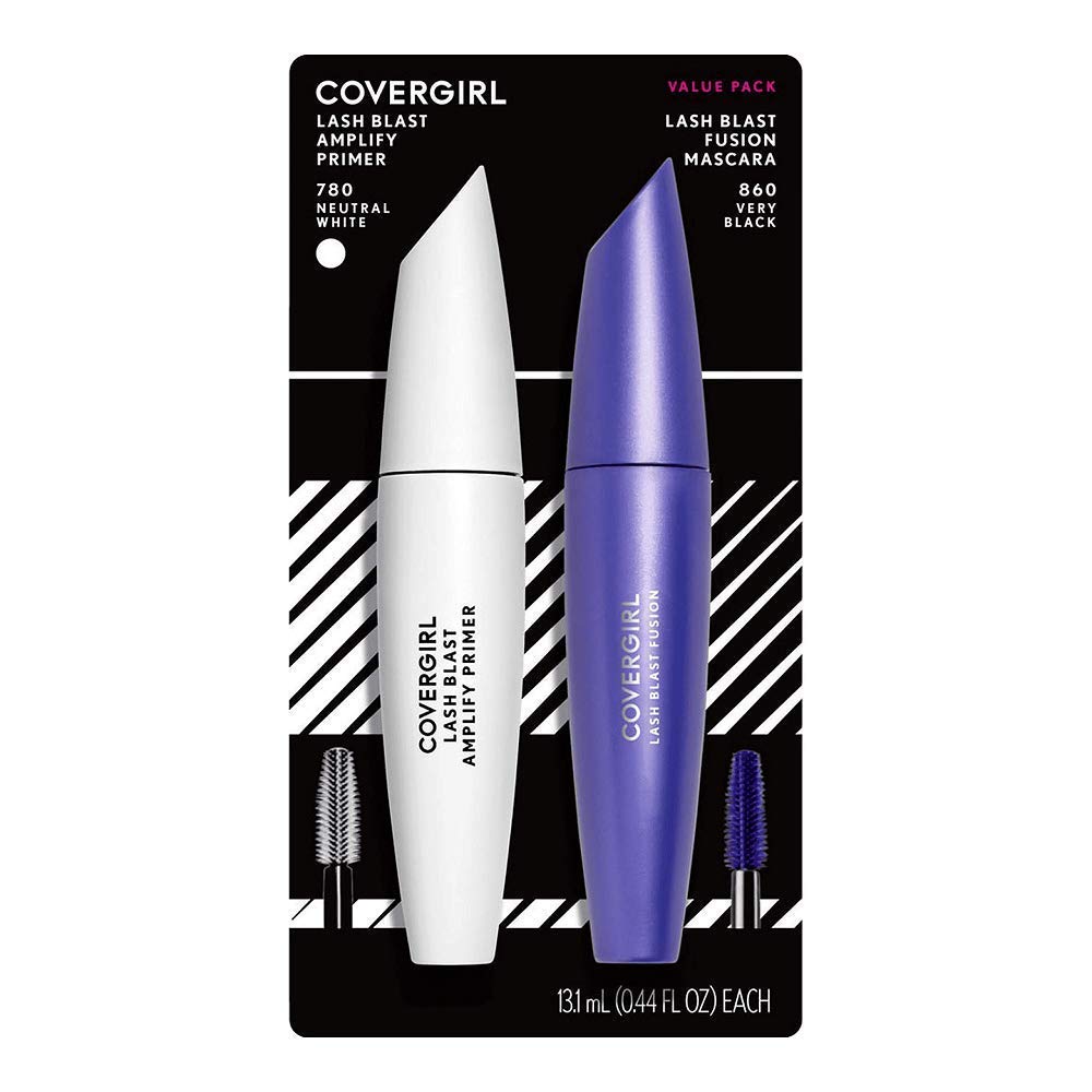 CoverGirl Lash Blast Fusion mascara bottle showing rich very-black color for bold definition