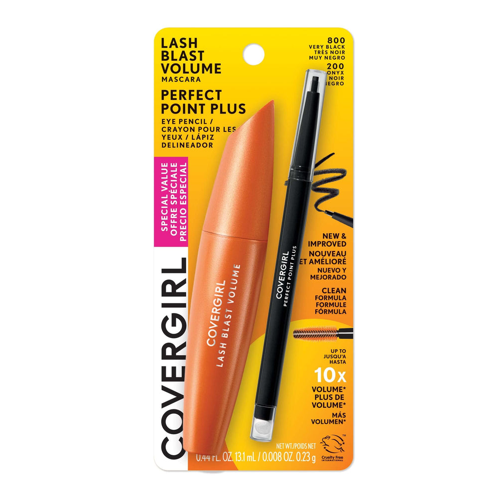 CoverGirl Lash Blast mascara wand close-up showing mega volume without clumps.
