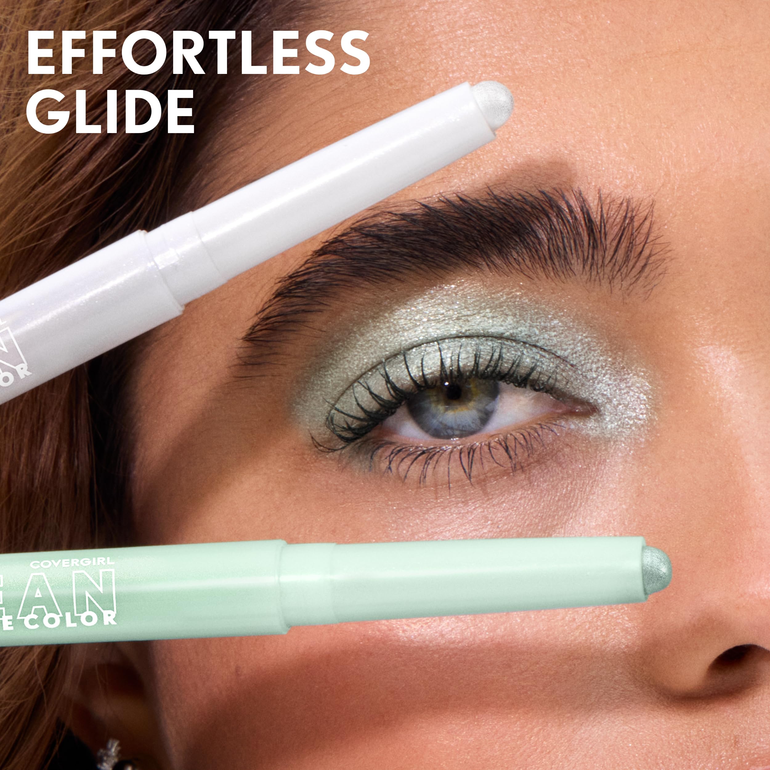 CoverGirl long-wear shimmer on lids for all-day color.