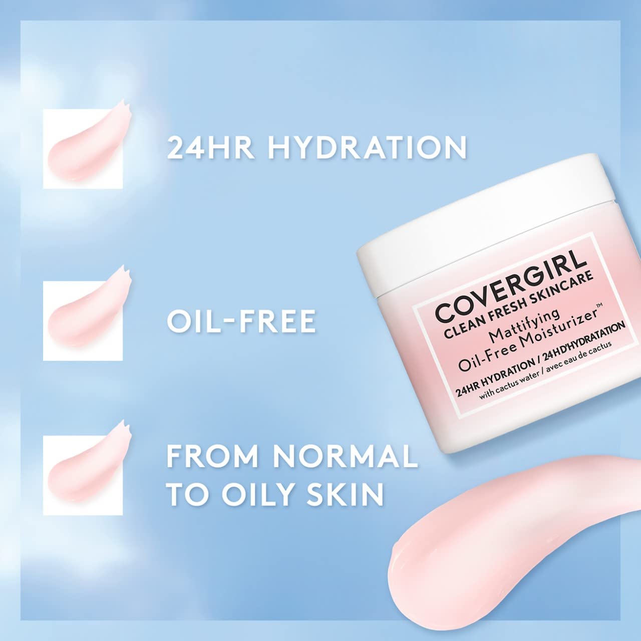 CoverGirl matte-finish close-up captures smooth, shine-free complexion.