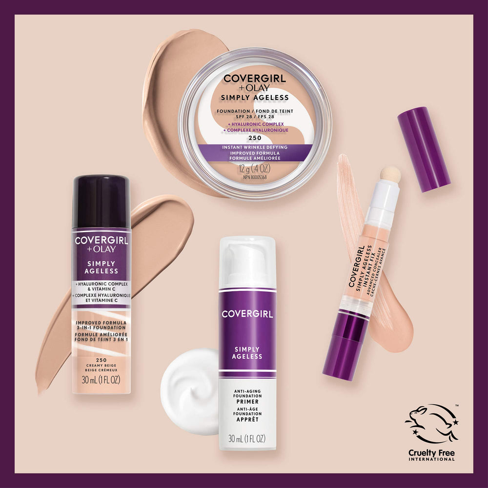 CoverGirl & Olay Simply Ageless cruelty-free logo signaling ethical beauty.
